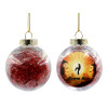 Transparent Christmas tree ball ornament with red filling 8cm