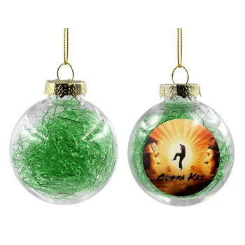 Cobra Kai, Transparent Christmas tree ball ornament with green filling 8cm