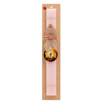 Cobra Kai, Easter Set, wooden keychain & scented flat Easter candle (30cm) (PINK)