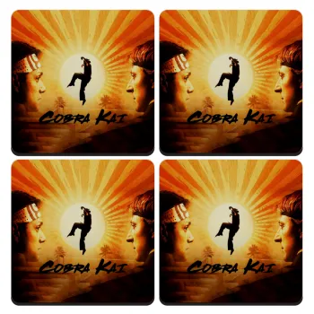Cobra Kai, ΣΕΤ 4 Σουβέρ ξύλινα τετράγωνα (9cm)