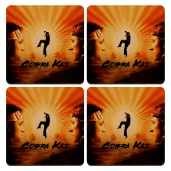 Cobra Kai, ΣΕΤ x4 Σουβέρ ξύλινα τετράγωνα plywood (9cm)