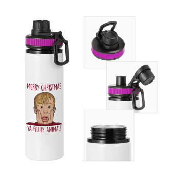 home alone, Merry Christmas ya filthy animal, Metallic water bottle with safety lid, 850ml aluminum