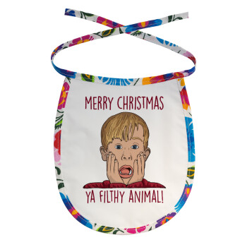 home alone, Merry Christmas ya filthy animal, Σαλιάρα μωρού αλέκιαστη με κορδόνι Χρωματιστή