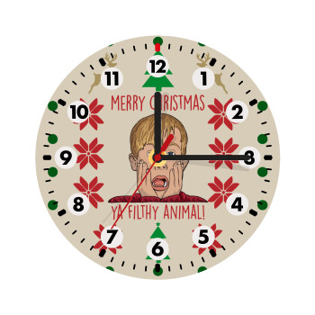 home alone, Merry Christmas ya filthy animal, Wooden wall clock (20cm)