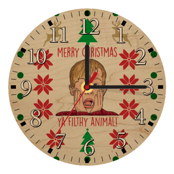 home alone, Merry Christmas ya filthy animal, Ρολόι τοίχου ξύλινο plywood (20cm)