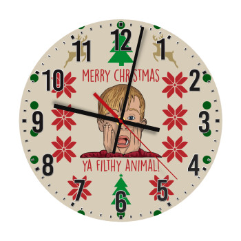 home alone, Merry Christmas ya filthy animal, Ρολόι τοίχου ξύλινο (30cm)