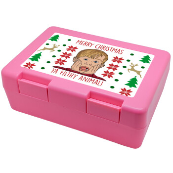 home alone, Merry Christmas ya filthy animal, Children's cookie container PINK 185x128x65mm (BPA free plastic)