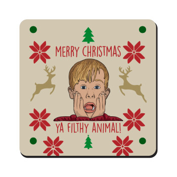 home alone, Merry Christmas ya filthy animal, Τετράγωνο μαγνητάκι ξύλινο 9x9cm