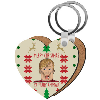 home alone, Merry Christmas ya filthy animal, Μπρελόκ Ξύλινο καρδιά MDF