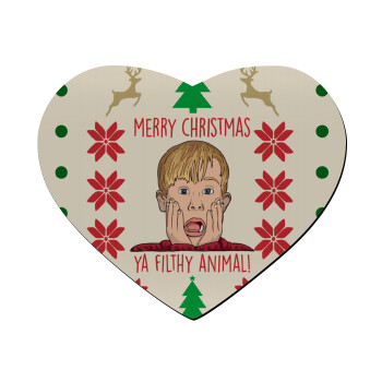 home alone, Merry Christmas ya filthy animal, Mousepad heart 23x20cm