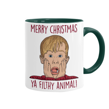 home alone, Merry Christmas ya filthy animal, Mug colored green, ceramic, 330ml
