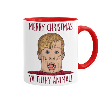 home alone, Merry Christmas ya filthy animal, Mug colored red, ceramic, 330ml