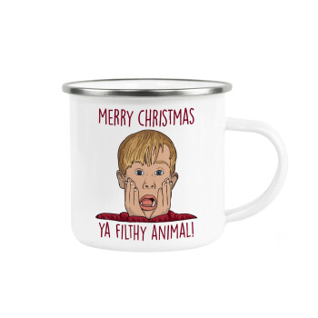 home alone, Merry Christmas ya filthy animal, Metallic enamel cup white 360ml