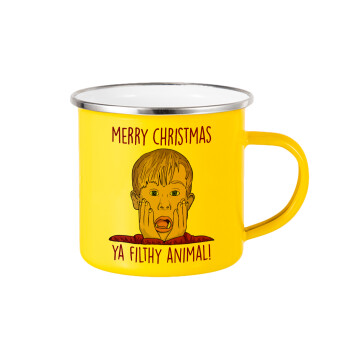 home alone, Merry Christmas ya filthy animal, Yellow Enamel Metallic Cup 360ml