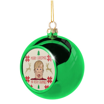 home alone, Merry Christmas ya filthy animal, Χριστουγεννιάτικη μπάλα δένδρου Πράσινη 8cm