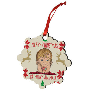 home alone, Merry Christmas ya filthy animal, Christmas ornament snowflake wooden 7.5cm