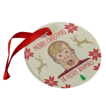 home alone, Merry Christmas ya filthy animal, Christmas ornament glass 9cm
