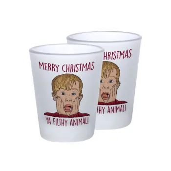 home alone, Merry Christmas ya filthy animal, Σφηνοπότηρα γυάλινα 45ml του πάγου (2 τεμάχια)