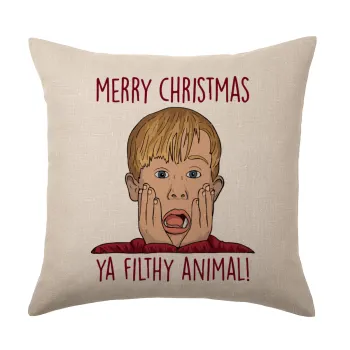 home alone, Merry Christmas ya filthy animal, Μαξιλάρι καναπέ ΛΙΝΟ 40x40cm περιέχεται το  γέμισμα
