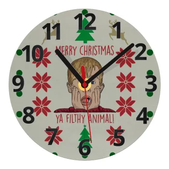 home alone, Merry Christmas ya filthy animal, Ρολόι τοίχου γυάλινο (20cm)