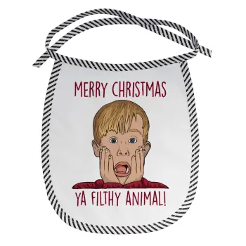 home alone, Merry Christmas ya filthy animal, Σαλιάρα μωρού αλέκιαστη με κορδόνι Μαύρη