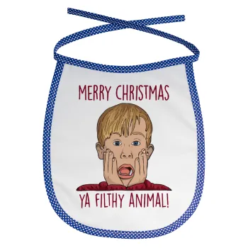 home alone, Merry Christmas ya filthy animal, Σαλιάρα μωρού αλέκιαστη με κορδόνι Μπλε