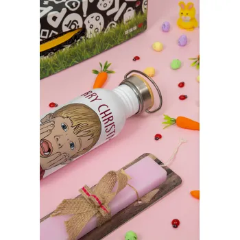 home alone, Merry Christmas ya filthy animal, Πασχαλινή Λαμπάδα με παγούρι μεταλλικό (620ml, stainless steel) & κερί αρωματικό πλακέ (30cm) (ΡΟΖ)