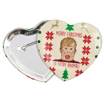 home alone, Merry Christmas ya filthy animal, Κονκάρδα παραμάνα καρδιά (57x52mm)