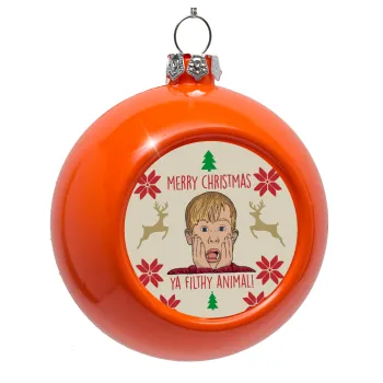 home alone, Merry Christmas ya filthy animal, Orange Christmas tree ornament bauble 8cm