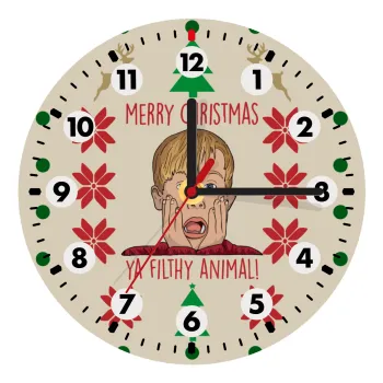 home alone, Merry Christmas ya filthy animal, Ρολόι τοίχου ξύλινο (20cm)