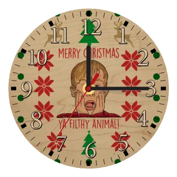 home alone, Merry Christmas ya filthy animal, Ρολόι τοίχου ξύλινο plywood (20cm)