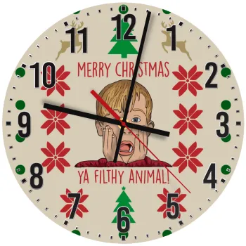 home alone, Merry Christmas ya filthy animal, Ρολόι τοίχου ξύλινο (30cm)