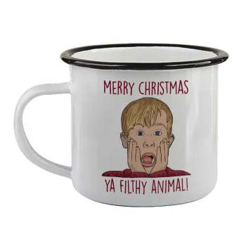 home alone, Merry Christmas ya filthy animal, Κούπα εμαγιέ με μαύρο χείλος 360ml
