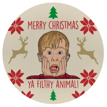 home alone, Merry Christmas ya filthy animal, Mousepad Στρογγυλό 20cm