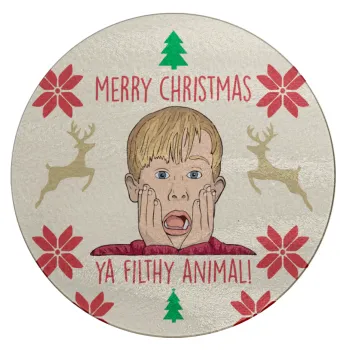 home alone, Merry Christmas ya filthy animal, Επιφάνεια κοπής γυάλινη στρογγυλή (30cm)