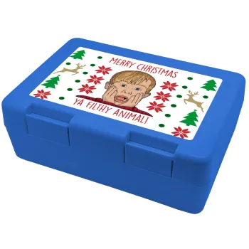 home alone, Merry Christmas ya filthy animal, Children's cookie container BLUE 185x128x65mm (BPA free plastic)