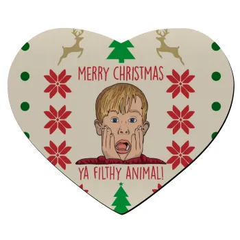 home alone, Merry Christmas ya filthy animal, Mousepad καρδιά 23x20cm