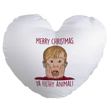 home alone, Merry Christmas ya filthy animal, Μαξιλάρι καναπέ καρδιά 40x40cm περιέχεται το  γέμισμα