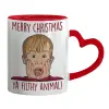 Mug heart red handle, ceramic, 330ml