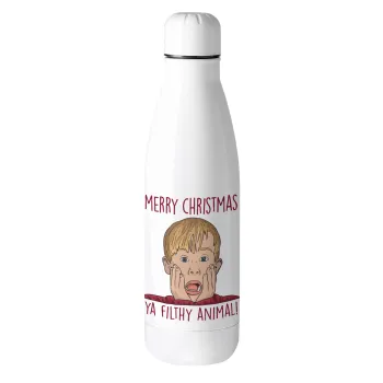 home alone, Merry Christmas ya filthy animal, Metal mug thermos (Stainless steel), 500ml