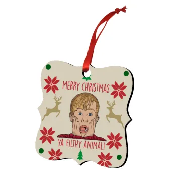 home alone, Merry Christmas ya filthy animal, Christmas ornament polygon wooden 7.5cm