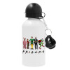 Christmas FRIENDS, Metal water bottle, White, aluminum 500ml