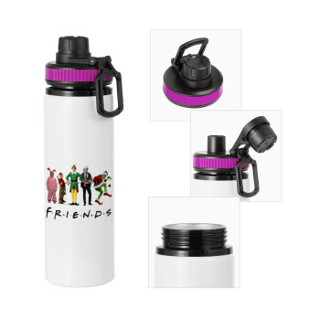 Christmas FRIENDS, Metallic water bottle with safety lid, 850ml aluminum
