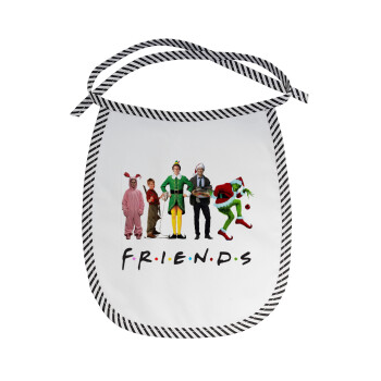 Christmas FRIENDS, Σαλιάρα μωρού αλέκιαστη με κορδόνι Μαύρη