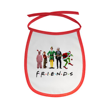 Christmas FRIENDS, Σαλιάρα μωρού αλέκιαστη με κορδόνι Κόκκινη
