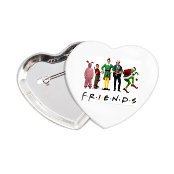 Christmas FRIENDS, Κονκάρδα παραμάνα καρδιά (57x52mm)