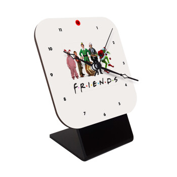 Christmas FRIENDS, Quartz Wooden table clock with hands (10cm)