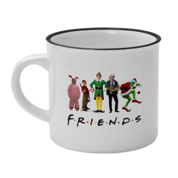 Christmas FRIENDS, Κούπα κεραμική vintage Λευκή/Μαύρη 230ml