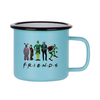 Christmas FRIENDS, Κούπα Μεταλλική εμαγιέ ΜΑΤ σιέλ 360ml