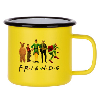 Christmas FRIENDS, Κούπα Μεταλλική εμαγιέ ΜΑΤ Κίτρινη 360ml